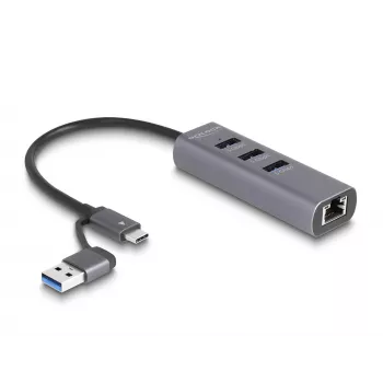 DeLOCK 64282 kannettavan telakointiasema ja porttitoistin johdollinen USB 3.2 Gen 1 (3.1 Gen 1) Type-C harmaa (64282)