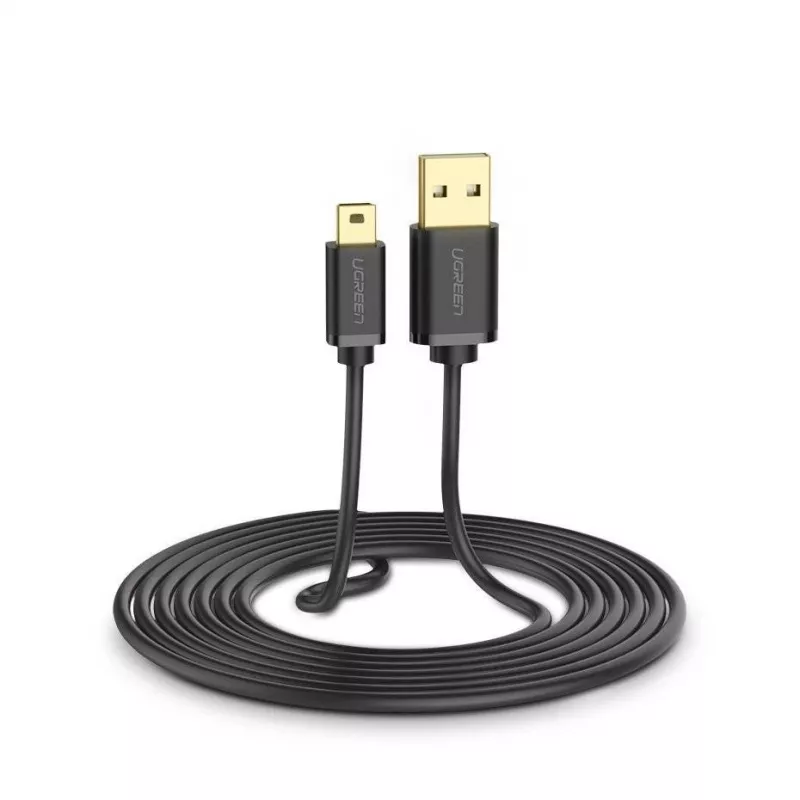 USB-kaapeli UGREEN US132 Mini-USB 1 m — musta, 480 Mbit/s, nopea lataus