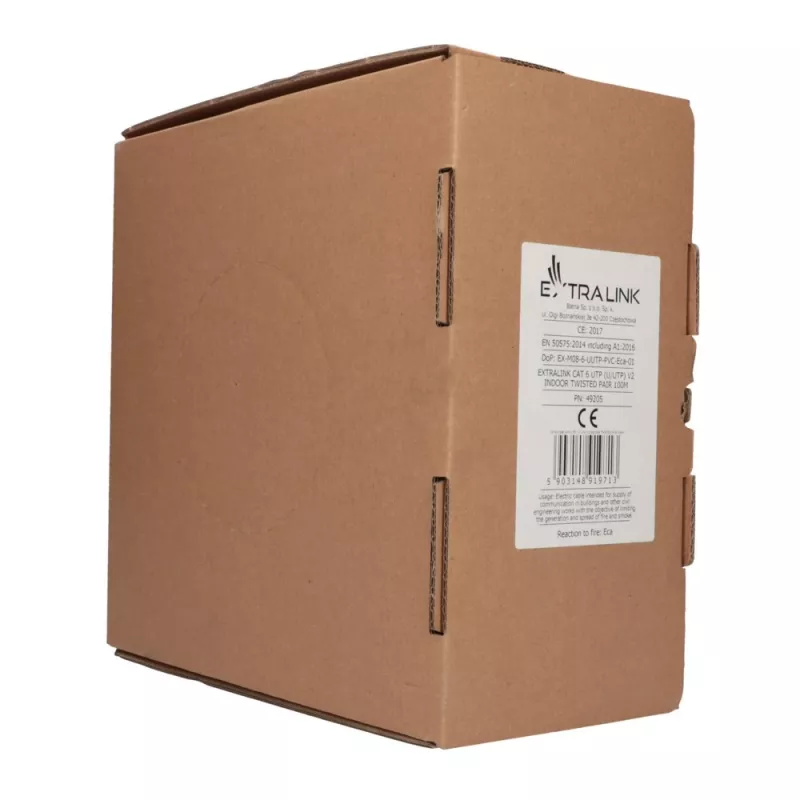Verkkokaapeli Extralink Twisted pair CAT6 UTP (U/UTP) V2 Indoor 100M harmaa