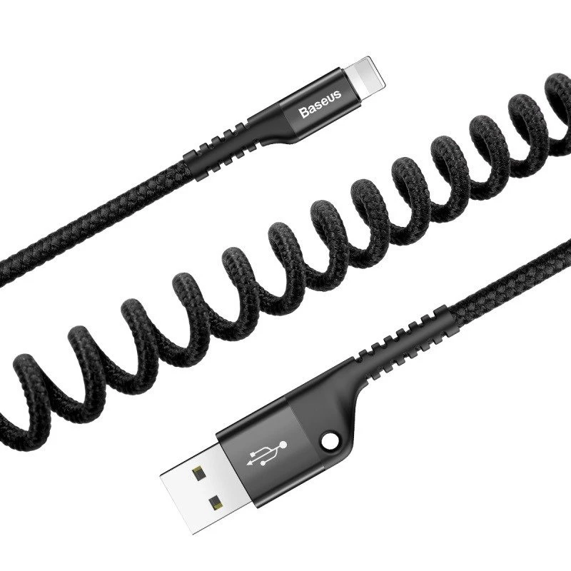 Baseus spiraalikaapeli Lightning 1m 2A (musta)