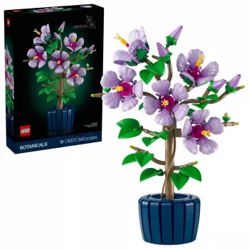 LEGO Botanical rakennussarja Hibiscus Flower 10372 – 660 osaa, näyttelymalli, 250×360×130 mm