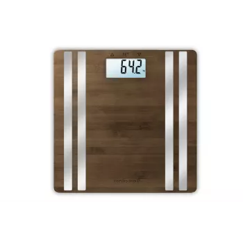 Medisana BS 552 -elektroninen henkilövaaka — hopeanvärinen bambupinnalla, enintään 180 kg, 100 g:n tarkkuus, Bluetooth, BMI, kehonkoostumus