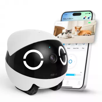 Robottilemmikkivahti Enabot Rola Mini — WLAN, 5000 mAh akku, 3 MP, 137° kuvakenttä, valkoinen/musta