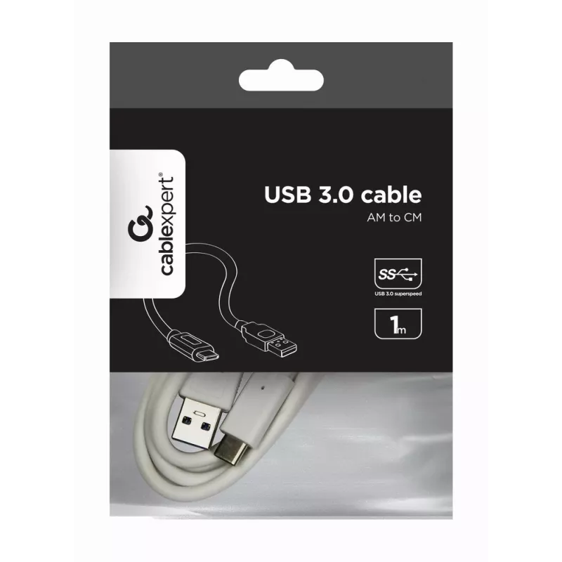 USB-datakaapeli Gembird USB A - USB C 1 m, USB 3.2 Gen 1, valkoinen