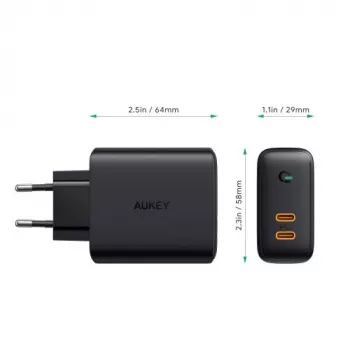 AUKEY PA-D2 laturi mobiililaitteille 36W musta sisäkäyttöön