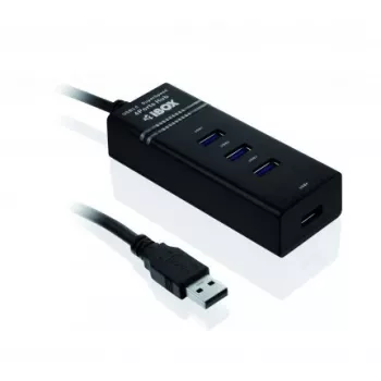 USB 3.2 Gen 1 Type-A 4-porttinen keskitin IBOX IUH3FB, 5000 Mbit/s, musta, 0,5 m kaapeli