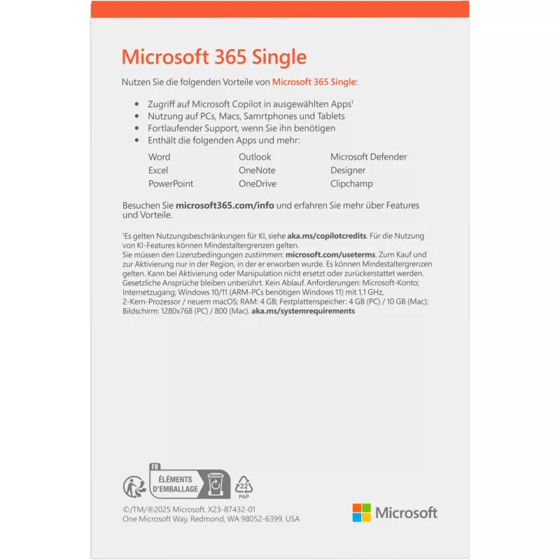 Microsoft 365 Personal [DE] 1J tilaus, medialla FY25H2 vain Windows >10 / MacOS