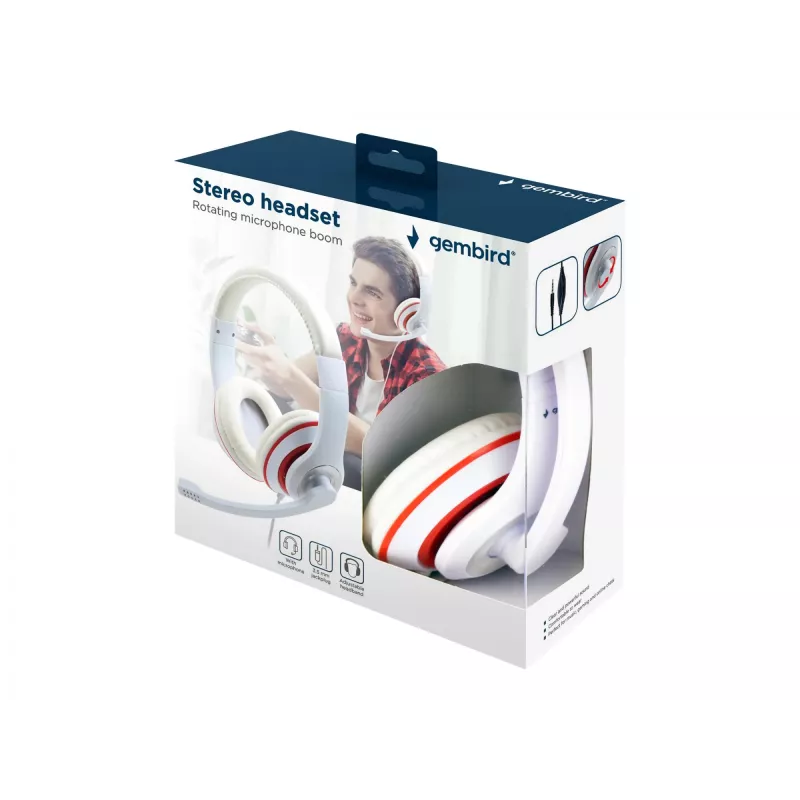 KUULOKEMIKROFONI STEREO WHITE/MHS-03-WTRD GEMBIRD