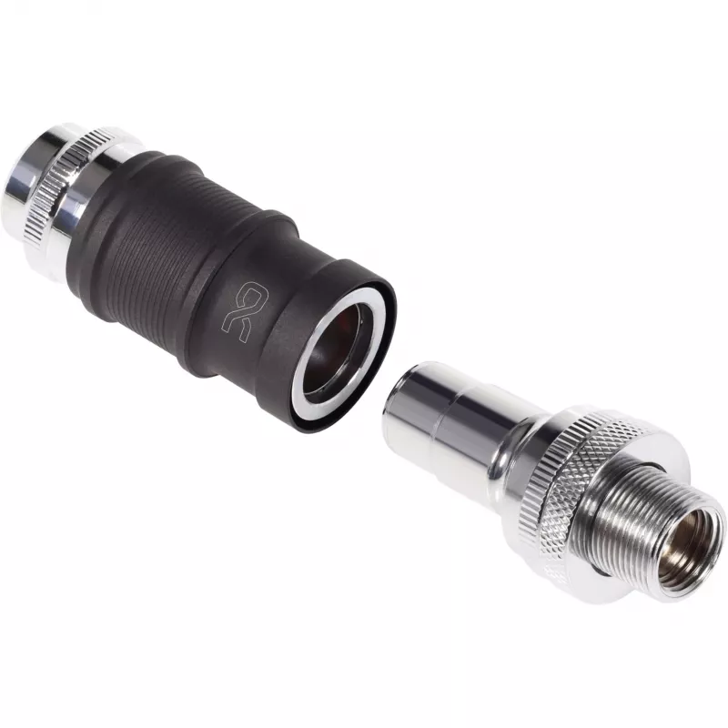Alphacool Quick Disconnect -sarja BLH1A IG-IG Schott-liittimellä – pikaliitinpari G½/G1/4-liittimille