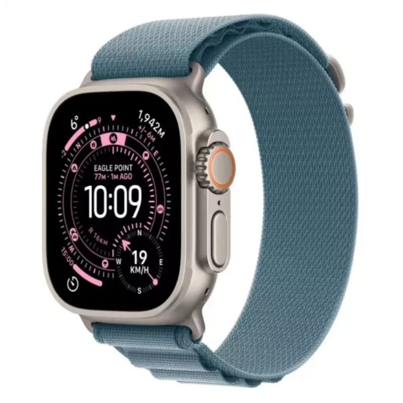 Älykello Apple Watch Ultra 3 GPS + Cellular 49 mm Natural Titanium -kotelo Light Blue Alpine Loop -rannekkeella (pieni)