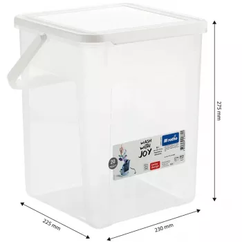Rotho Basic 9 L muovinen pesuainepullo malli 1770101100RP, valkoinen, kansi, ripustusreikä