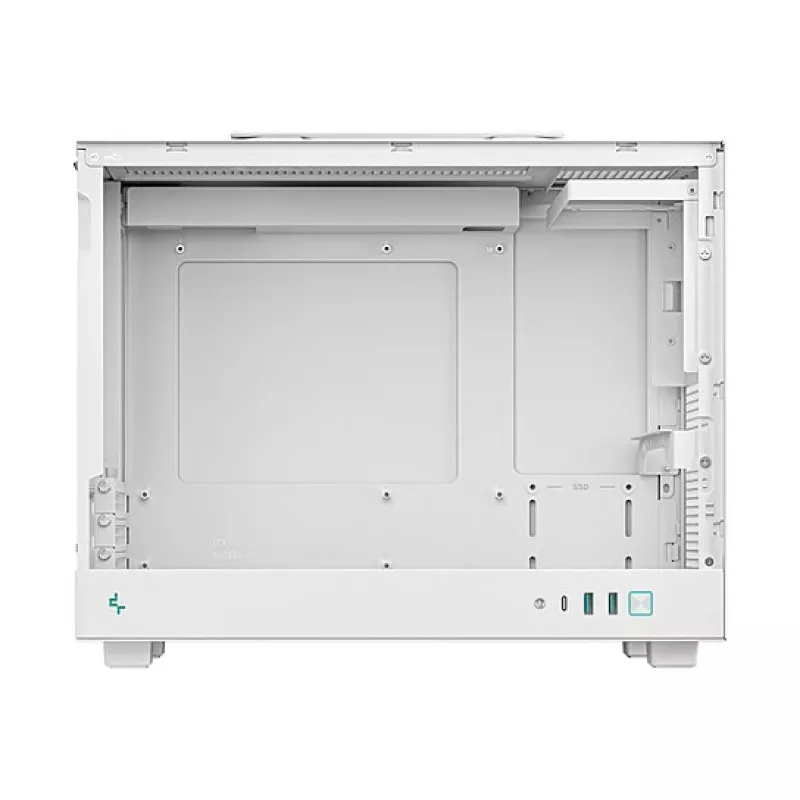 Tietokonekotelo DeepCool CH160 PLUS WH Small Form Factor valkoinen, microATX, karkaistu lasi, USB-C