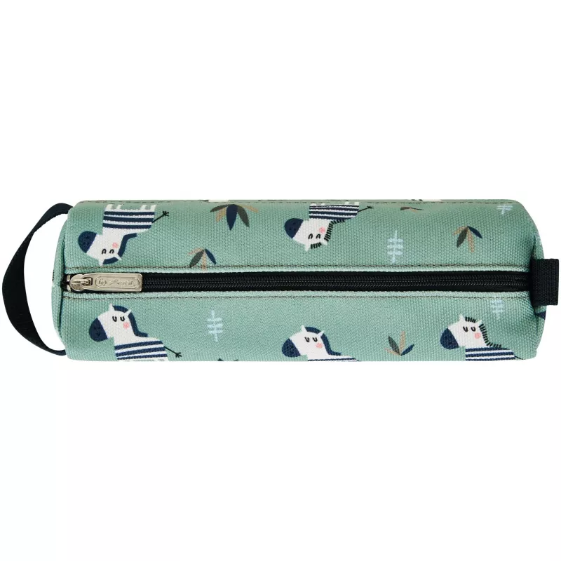 Pehmeä penaali Herlitz Quattro Crazy Zebra polyesteri musta vihreä valkoinen 215x70x80 mm