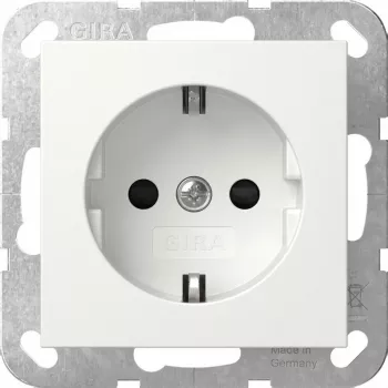 gira SCHUKO-pistorasiaosa System 55 puhtaanvalkoinen malli 445303, System 55 -kehyksille