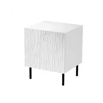 Yöpöytä Cama Meble JUNGLE 53,5×40,5×44 cm valkoinen matta, MDF ja lastulevy, mustat jalat, 2 kpl:n sarja