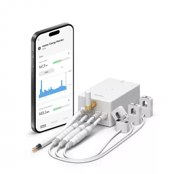 Energiamittari AEOTEC AEOEZWA046C3A60 — kolme puristinta 60 A Z-Wave-yhteydellä yksivaihe- tai kolmivaiheseurantaan