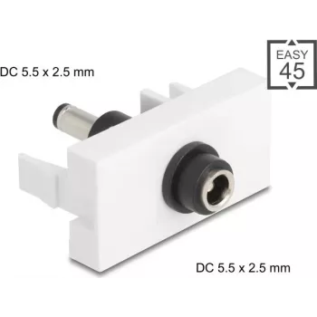 DC-virtajohdon jatkomoduuli DELOCK Easy 45 — liitäntä DC 5,5×2,5 mm - pistoke DC 5,5×2,5 mm — malli 90865