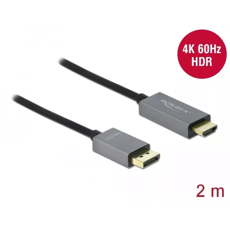 DisplayPort-HDMI-kaapeli DeLOCK aktiivinen 1.4 4K 60Hz 2m