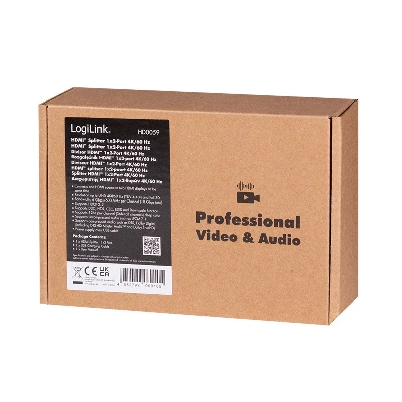 HDMI-jakaja 1x2, 4k/60Hz