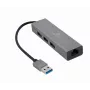 Gembird A-AMU3-LAN-01 USB-A–Gigabit LAN -sovitin 3-porttisella USB 3.0 -keskittimellä, musta