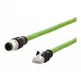 METZ CONNECT - verkkokaapeli - M12 (4-napainen) (B) - RJ-45 (S) - 5,0 m - 6,5 mm - SF/FTP - CAT 5e - halogeeniton, ilman lukituskieltä, johto, vetoketju, D-koodattu - vihreä (142M1D15050)