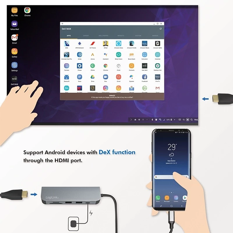 LogiLink UA0343 USB-C-moniporttikeskitin alumiini USB 3.2 2nd Gen Mult
