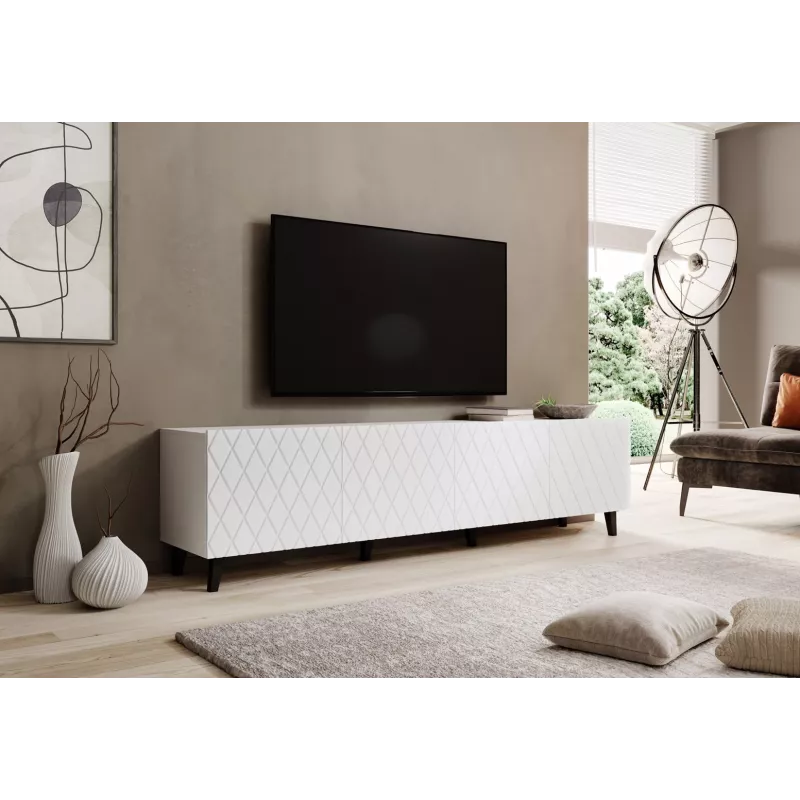 TV-taso cama meble ASTI 200×42×52 cm valkoinen matta