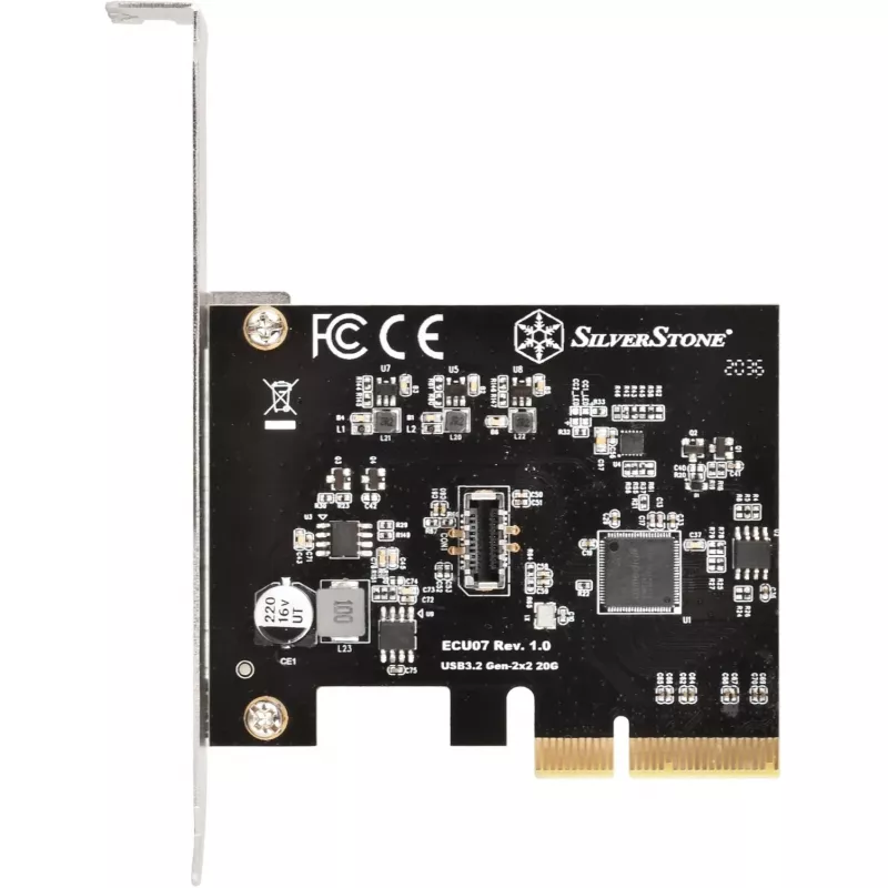 SilverStone SST-ECU07 PCIe 3.0 x4 USB 3.2 Gen 2x2 -sovituskortti, 1x sisäinen USB-C, matala profiili
