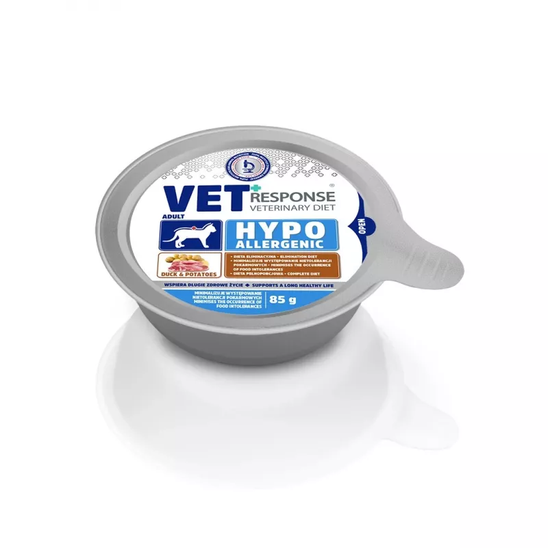 VET RESPONSE Hypoallergenic ankka - märkäruoka kissoille - 4x85 g