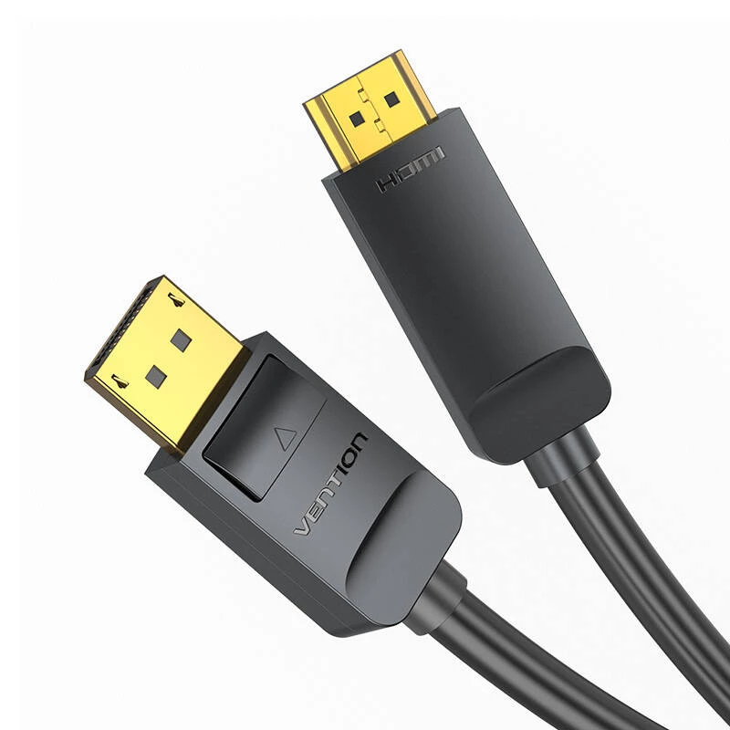 DisplayPort–HDMI-kaapelisovitin Vention HAGBH, 2 m, musta, 7 mm halkaisija