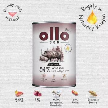 Ollo Plus kollageeni villisika 400 g koiranruokapurkki