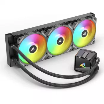 All-in-One-nestejäähdytin CPU:lle Sharkoon S60 ARGB – 360 mm jäähdytin, 3×120 mm PWM-tuuletinta, musta