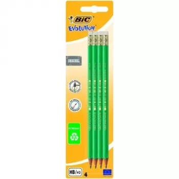 BIC lyijykynät EVOLUTION Original pyyhekumilla, HB, 4 kpl:n pakkaus 049012