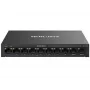 Verkkokytkin MERCUSYS MS110CMP — 8-porttinen PoE, 10 Gigabit RJ‑45-porttia yhteensä, 115 W PoE-budjetti, Desktop-/seinäasennus, musta