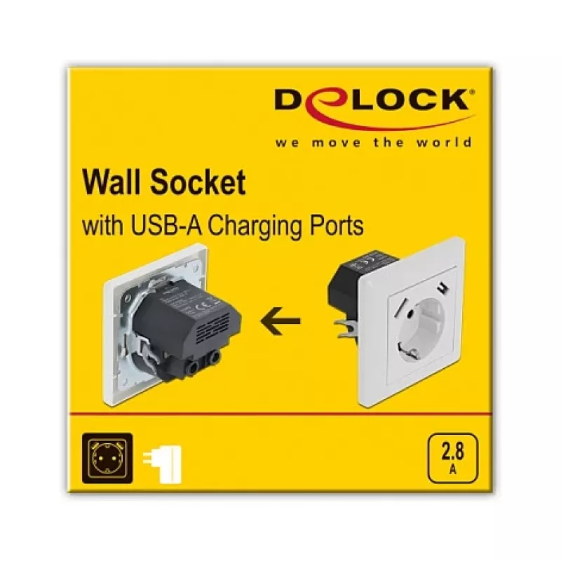 Pistorasia 2 x USB + CEE 7/3 DeLOCK 11473