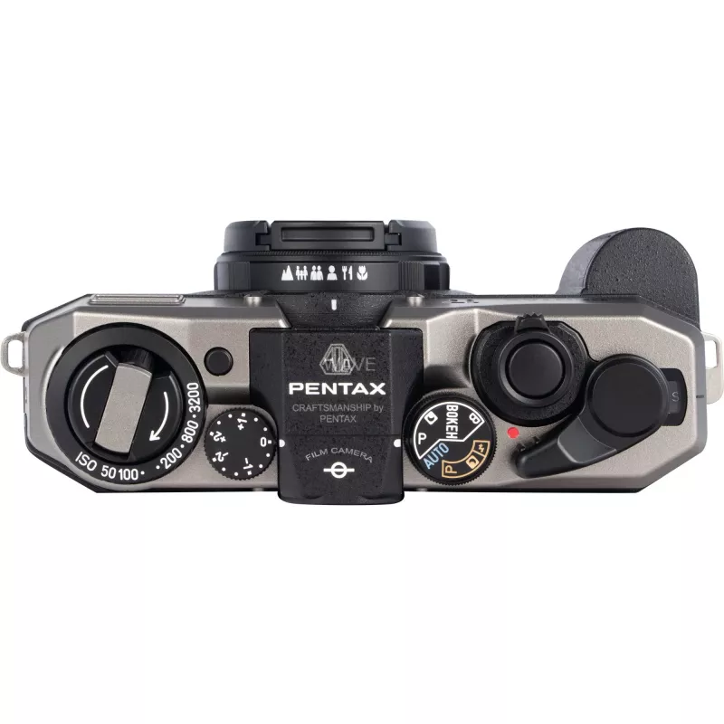 Pentax 17 filmikamera, musta/hopea