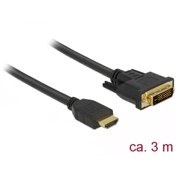 Videokaapeli-adapteri DeLOCK 85655 3m HDMI Type-A DVI musta