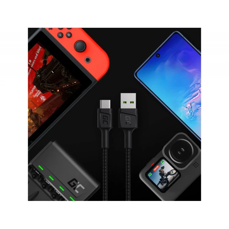 USB-kaapeli Green Cell KABGC22 USB 2.0 1,2 m USB A USB C musta