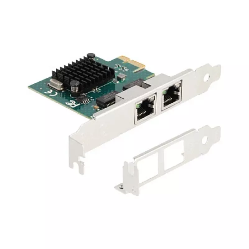 DeLOCK PCI Express x1 -kortti 2 x RJ45 Gigabit LAN BCM harmaa
