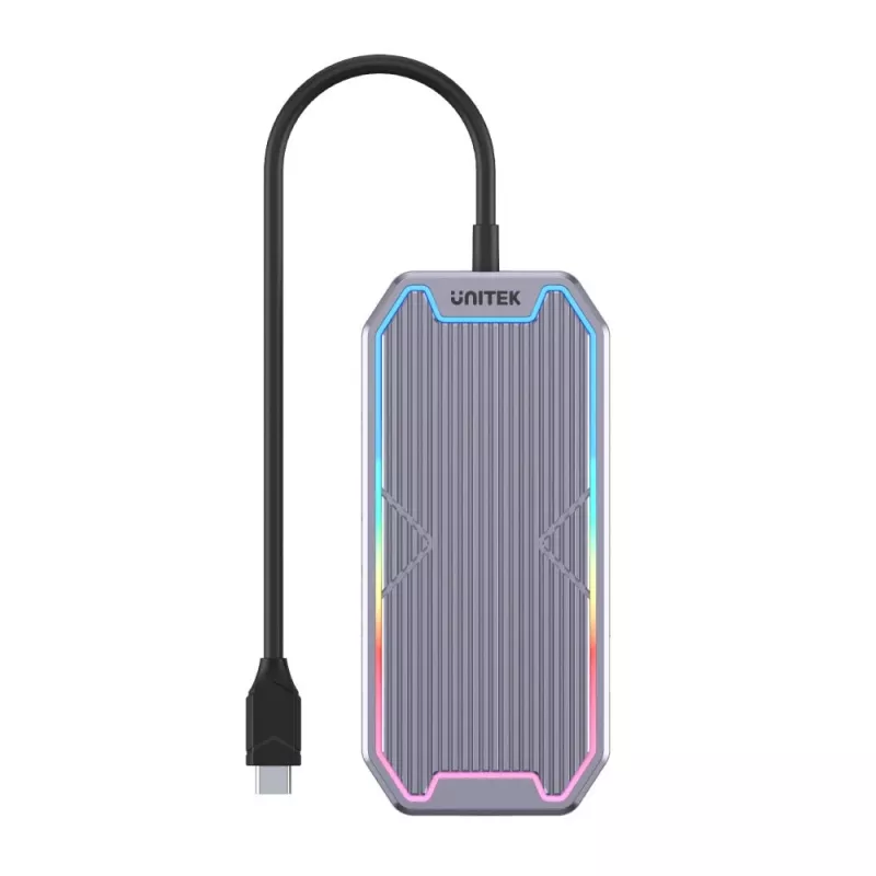 Unitek uHUB S7+ D1029A USB-C-keskitin, USB 3.2 Gen 2 10 Gbps, HDMI 2.0, Gigabit RJ45, 3,5 mm:n äänipistoke, 100 W, harmaa