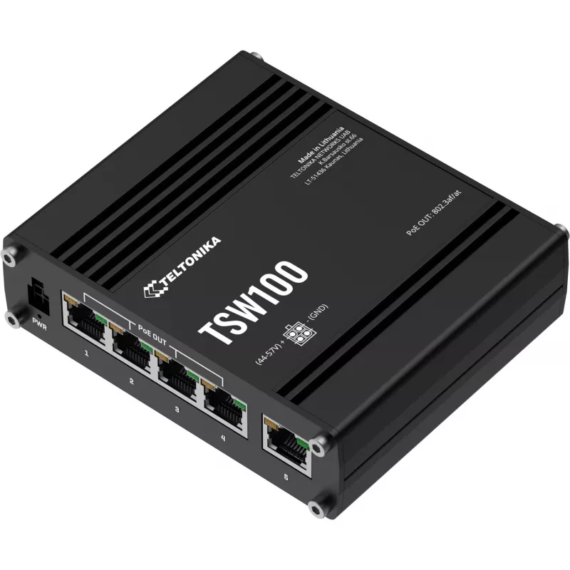 Teltonika TSW100 teollisuuskäyttöön hallitsematon PoE-kytkin