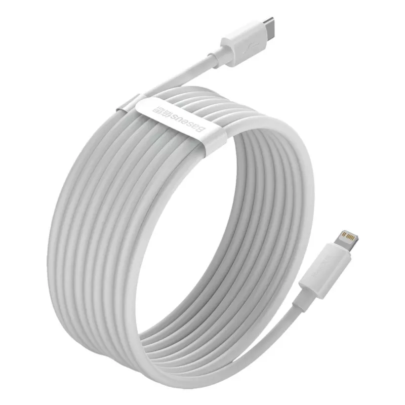Baseus Simple Wisdom datakaapelisarja USB-C - Lightning PD 20W (2 kpl/pakkaus) 1,5m valkoinen