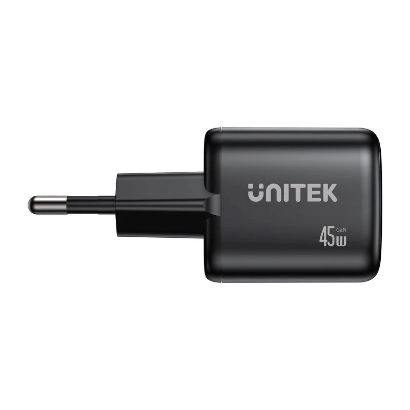 Unitek seinälaturi 2x GaN 45W — 2× USB‑C PD 3.0 ja QC-pikalataus