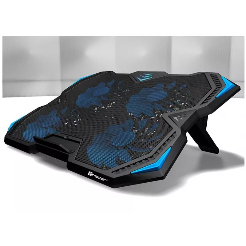 Tracer Gamezone Turbo kannettavan jäähdytysalusta enintään 17", 4 tuuletinta 140 mm, USB-keskitin, sininen LED, musta