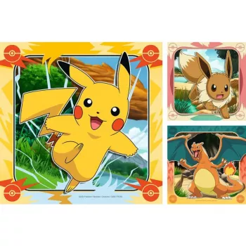 Palapeli Ravensburger Pikachu, Charizard ja Eevee — 147 palaa, 5 vuodesta, 210 × ? mm