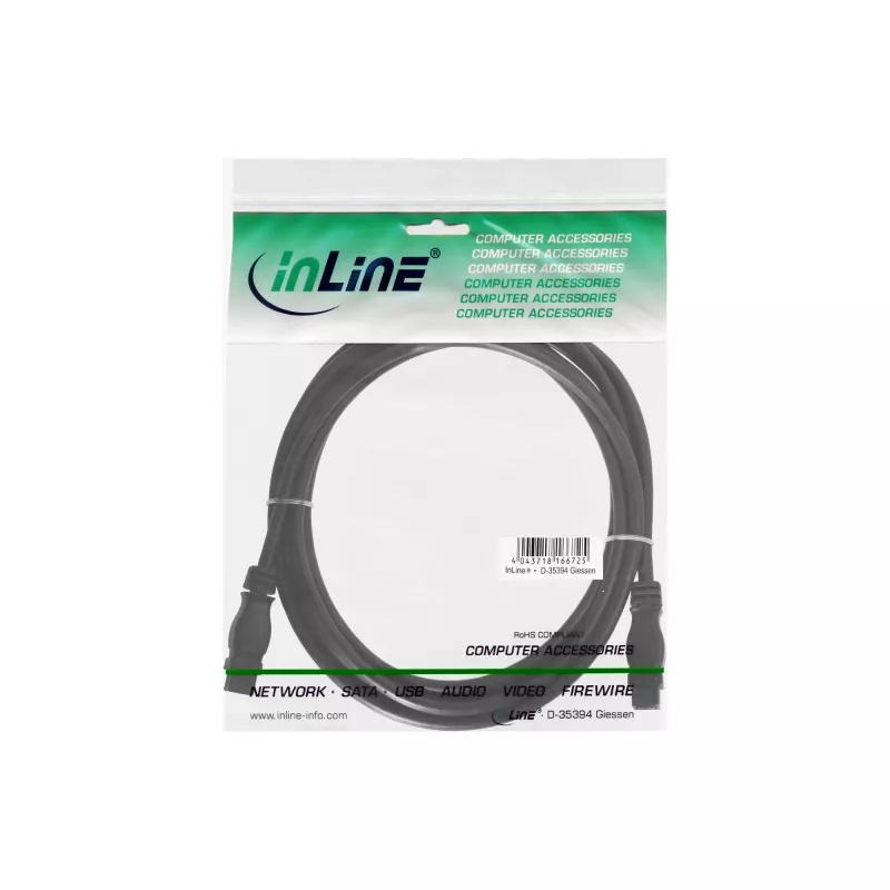 FireWire 800 -kaapeli InLine 39902 1,8 m pistoke/pistoke musta