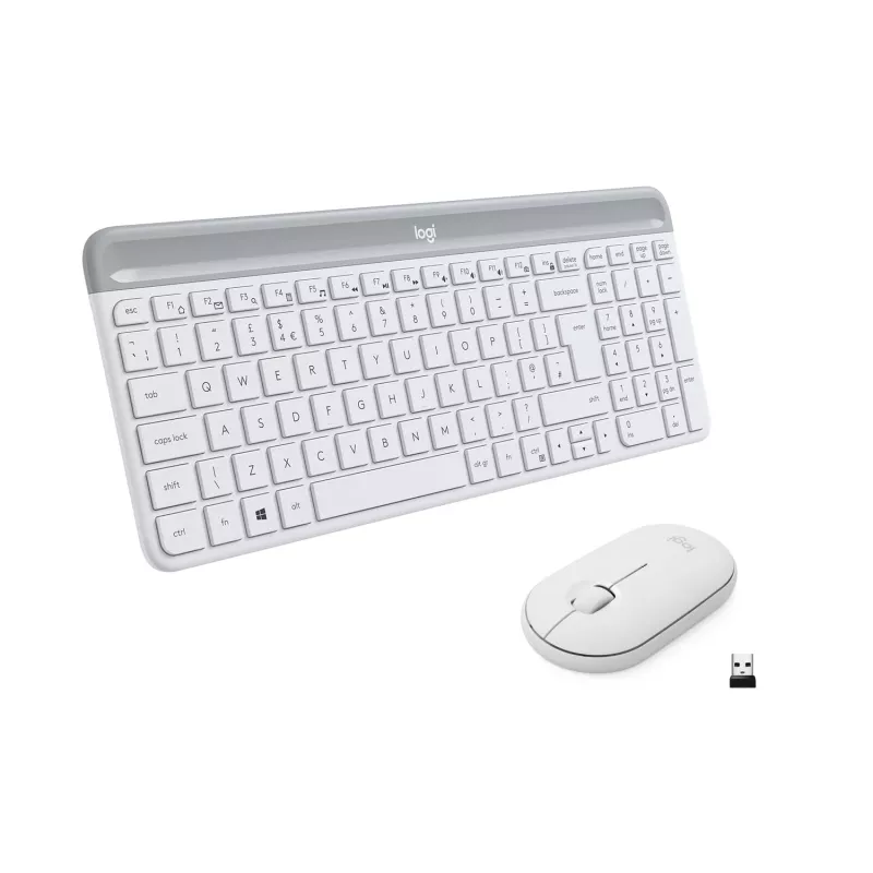 Logitech Slim Wireless Combo MK470 - näppäimistö-hiiri-sarja - langaton - 2,4 GHz - espanjalainen - luonnonvalkoinen (920-009199)