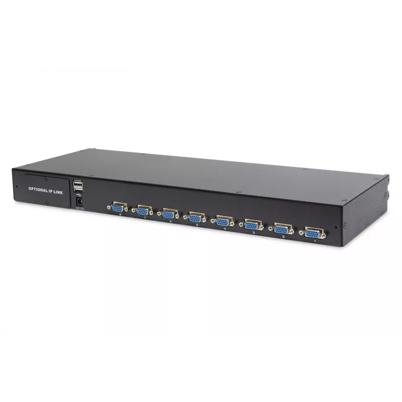 Digitus KVM-konsoli 19 tuumaa LCD 8-porttinen VGA US-näppäimistö