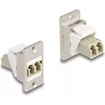DeLOCK Keystone-moduuli paneeliasennukseen, kuitu LC Duplex naaras-naaras, kartio, beige hopea valkoinen