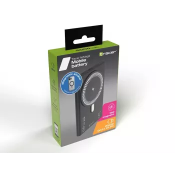 Tracer AirMag2 TRABAT47645 virtapankki, 5000 mAh, PD 20 W, 15 W magneettinen langaton lataus, MagSafe-yhteensopiva, musta